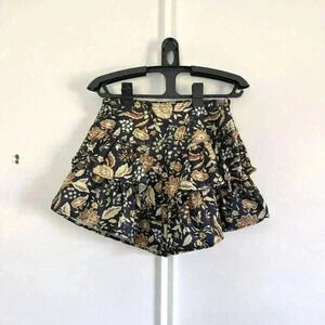 Anna Cai Women S blue Floral Casual Skirt 100% Cotton Ruffle Denim Print Country